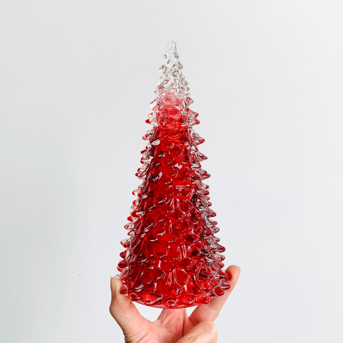Red Blown Glass Tree Diamond Star Medium 