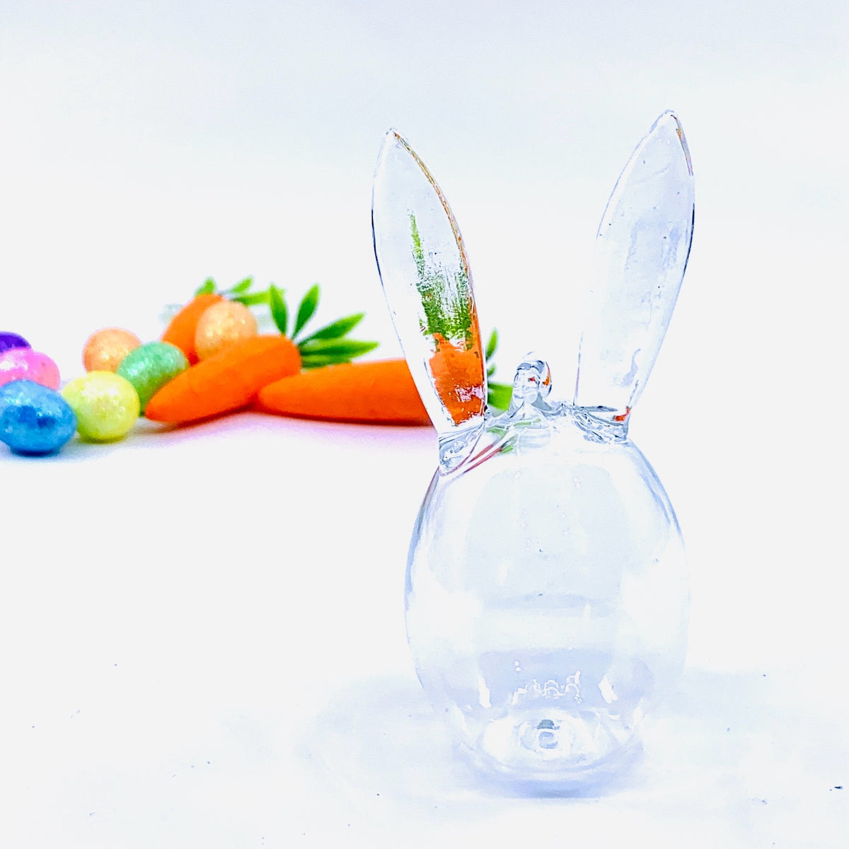 Handblown Glass Egg Bunny Ears Ornament