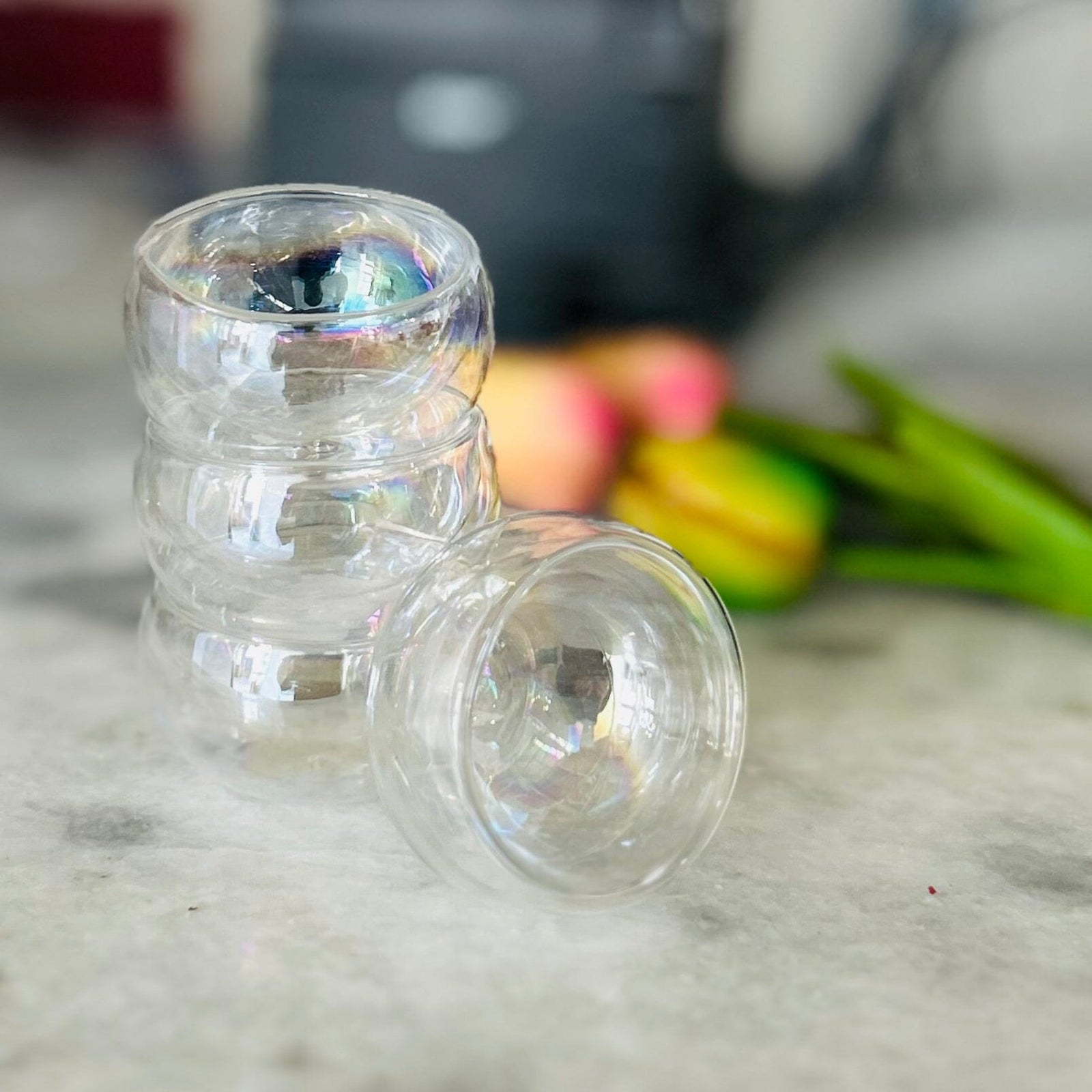 LAST ONE - Iridescent Glass Votive Holder Miniature One Hundred 80 Degrees 