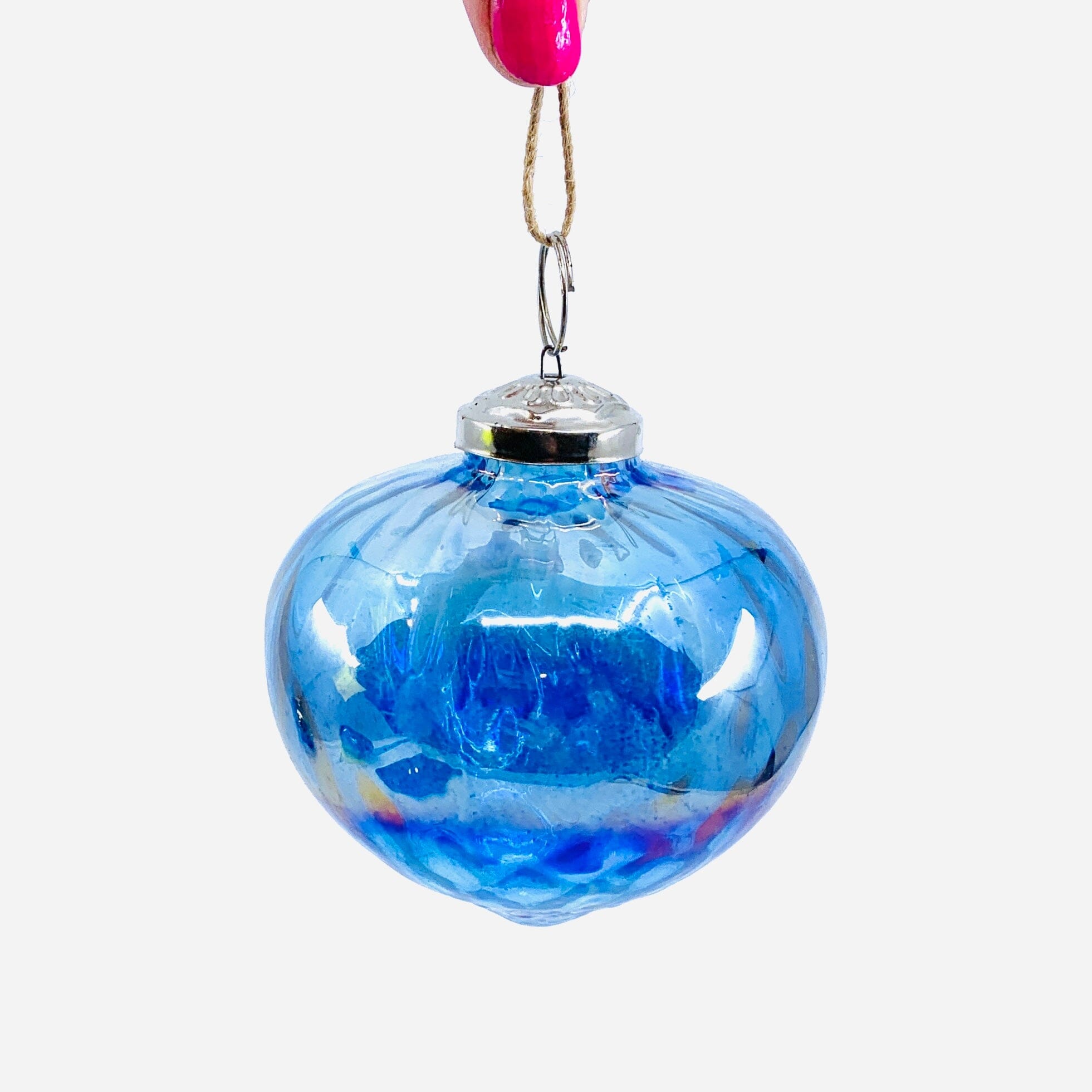 Optic Glass Diamond Ornament 29, Blue India House Brass 