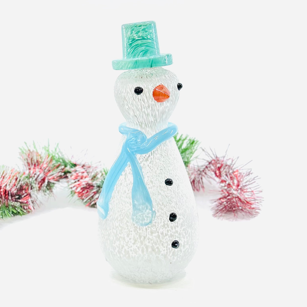 Blown Glass Snowman - Blue Scarf