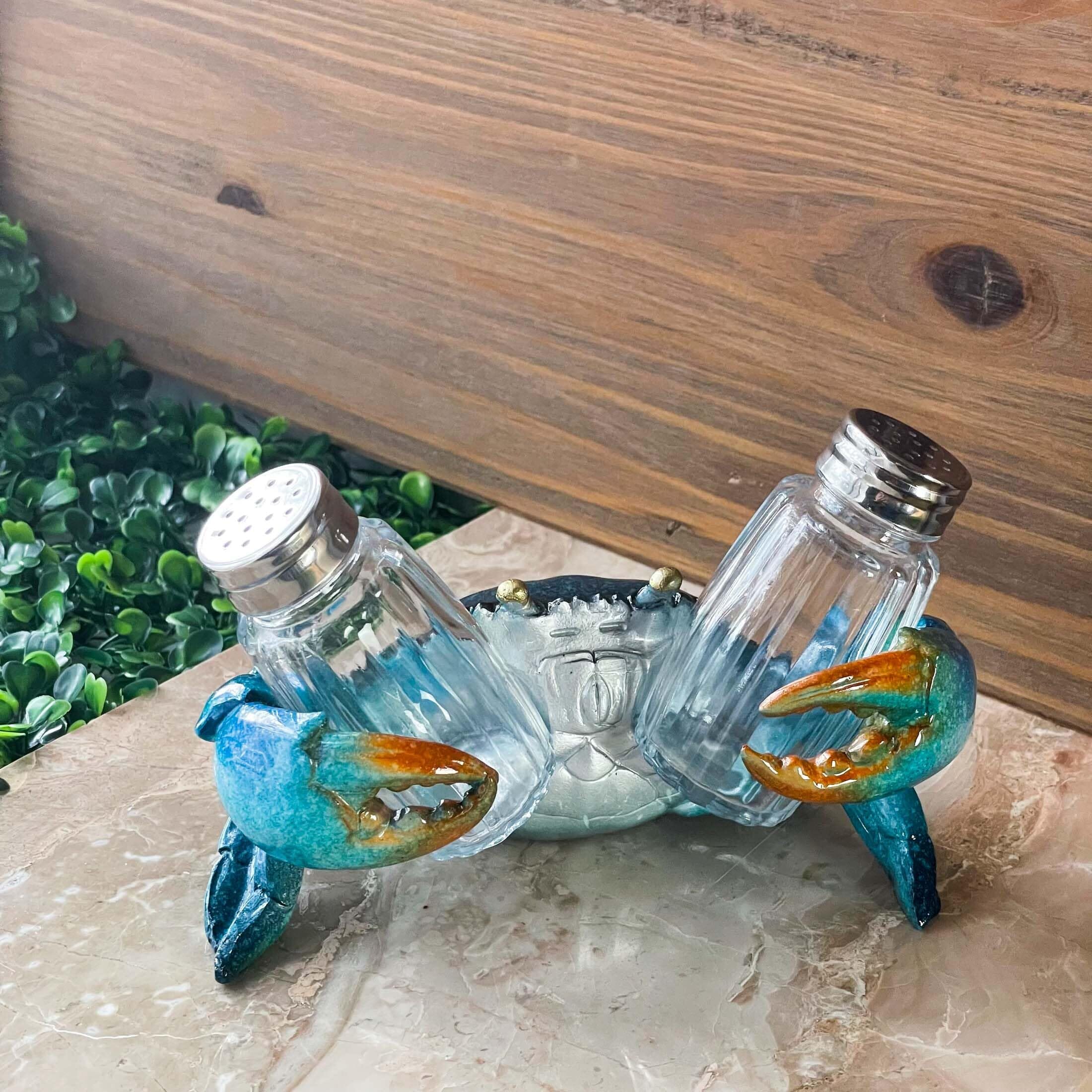 Blue Crab Salt and Pepper Shaker - Luke Adams Glass Blowing Studio