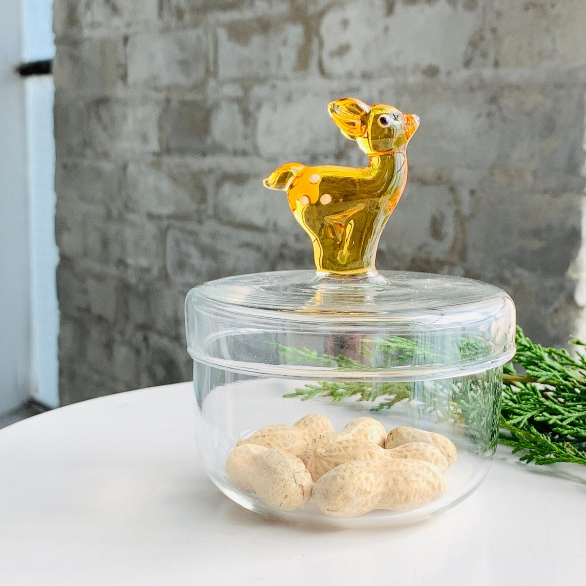 Glass Icon Reindeer Jar Creative Co-Op 