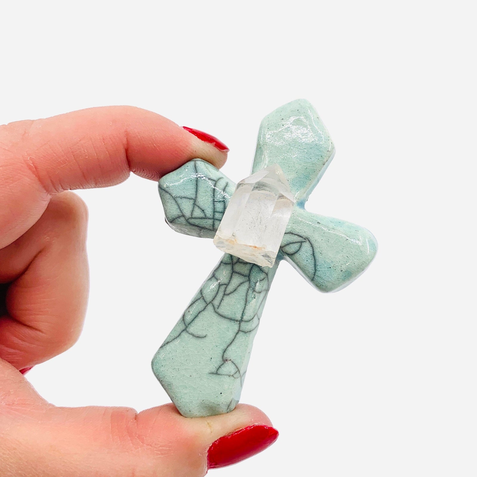 Raku Cross, Turquoise Home Decor Joy Crafters INC 