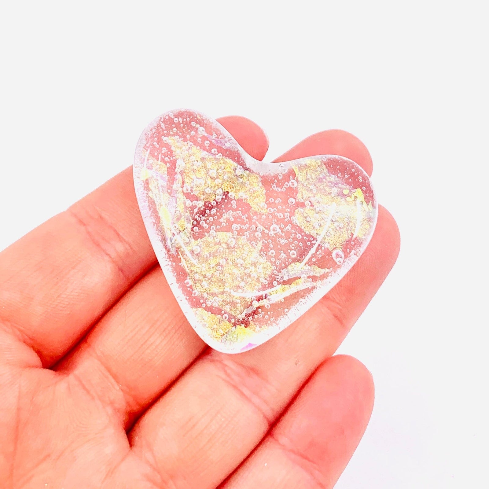 Fused Glass Birthstone Pocket Heart, Diamond Miniature Jean 