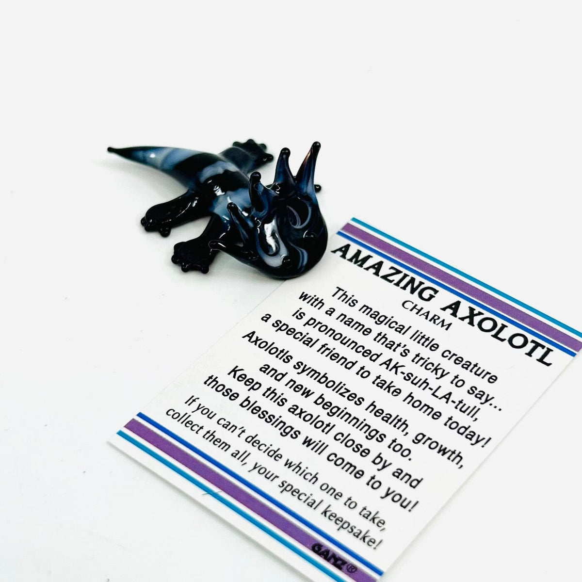 Amazing Axolotl Pocket Charm PT158 Miniature GANZ Black 