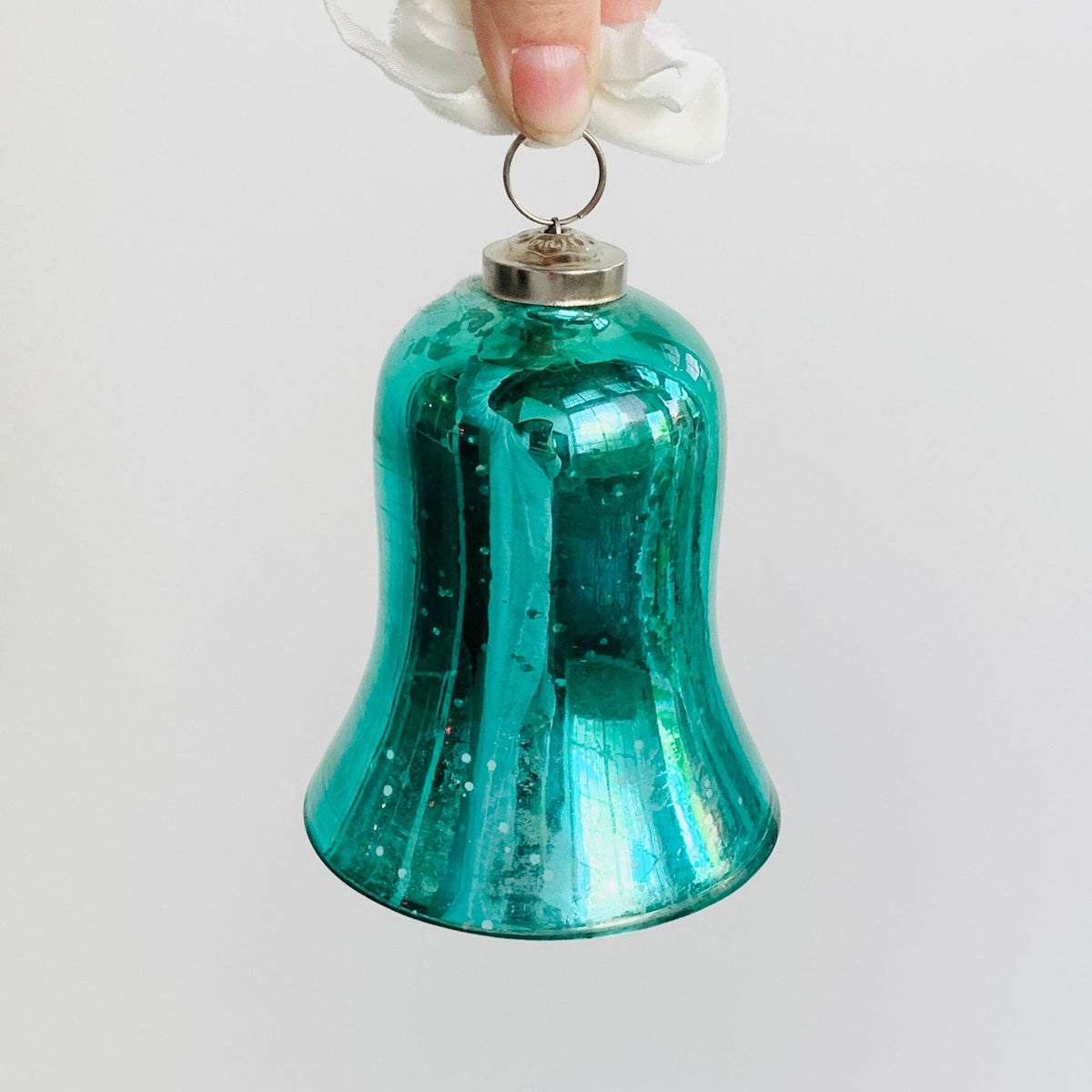 Mercury Glass Bell, Teal India House Brass 