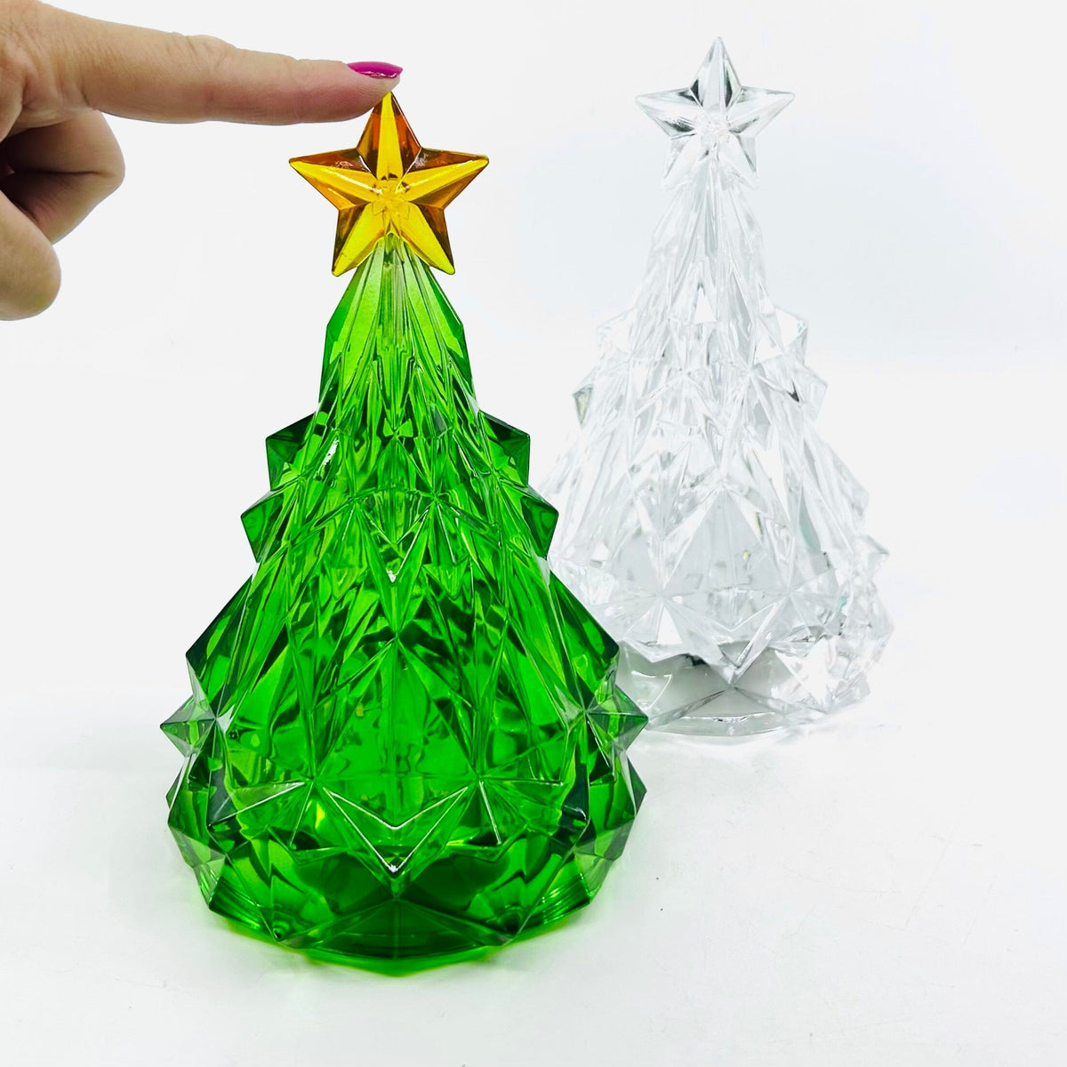 Acrylic Light-Up Crystal Cut Tree, Green Decor GANZ 