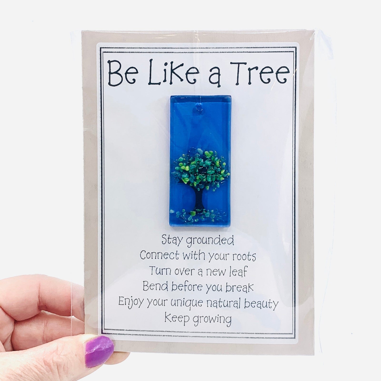 Fused Glass "Be Like a Tree” Suncatcher 51 Decor Glimmer Glass Gifts 