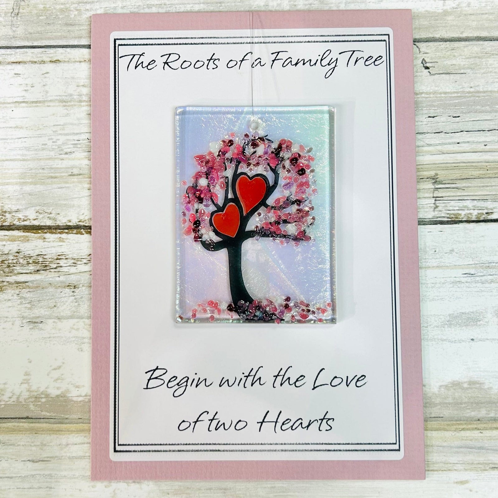 Fused Glass Love Hearts Suncatcher, Pink Shimmer Decor Glimmer Glass Gifts 