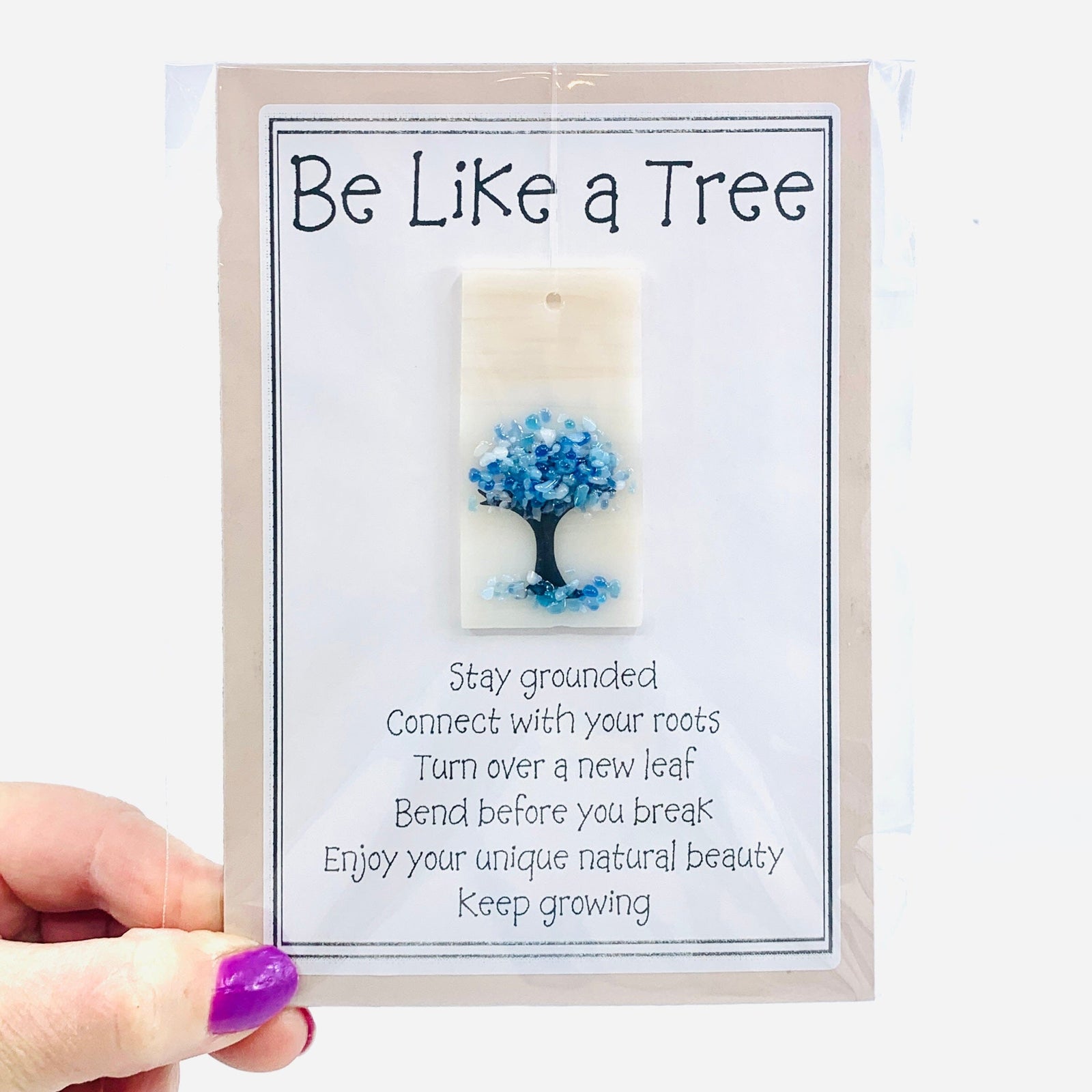 Fused Glass "Be Like a Tree” Suncatcher 48 Decor Glimmer Glass Gifts 