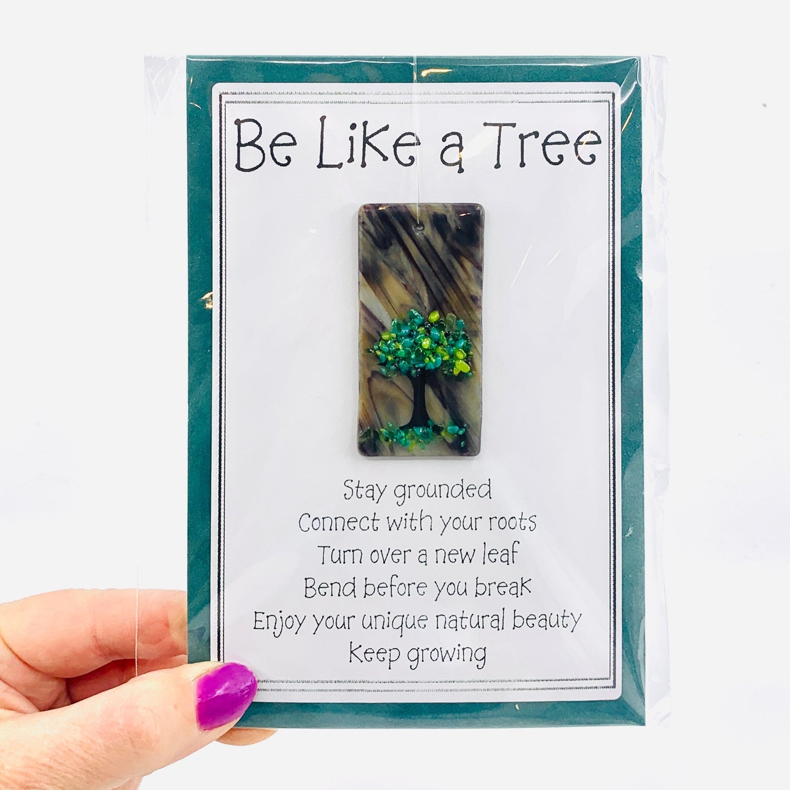 Fused Glass "Be Like a Tree” Suncatcher 46 Decor Glimmer Glass Gifts 