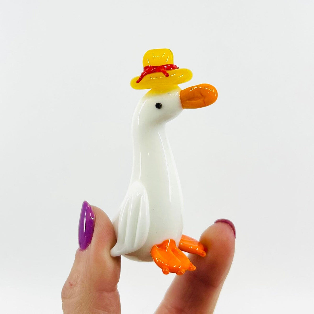 Glass Goose with Sun Hat Miniature Alex 