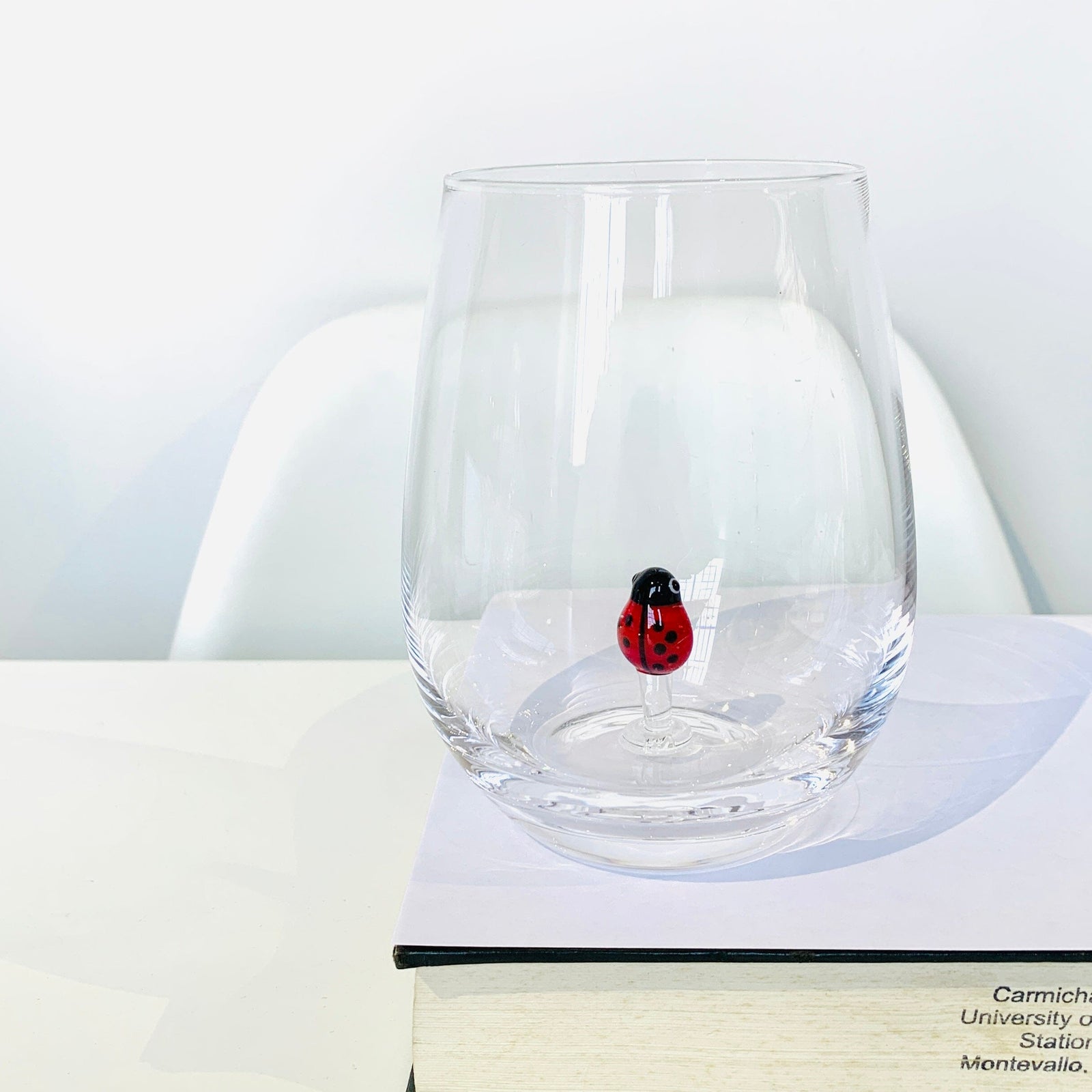 Tiny Animal Large Pour Wine Glass, Ladybug Decor Creative Co-Op 