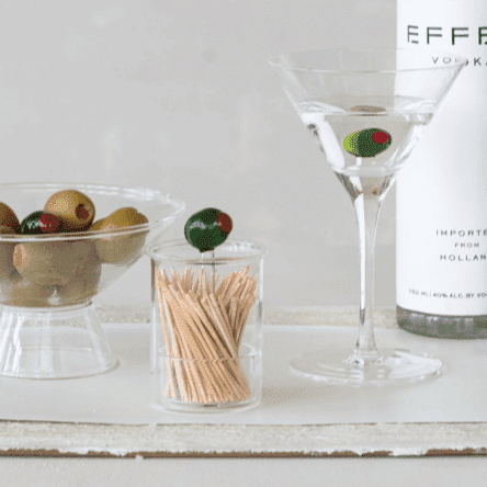 LAST ONE - Luke’s Desk 34- Glass Toothpick/Cotton Swab Holder, Olive Ornament Creative Co-Op 