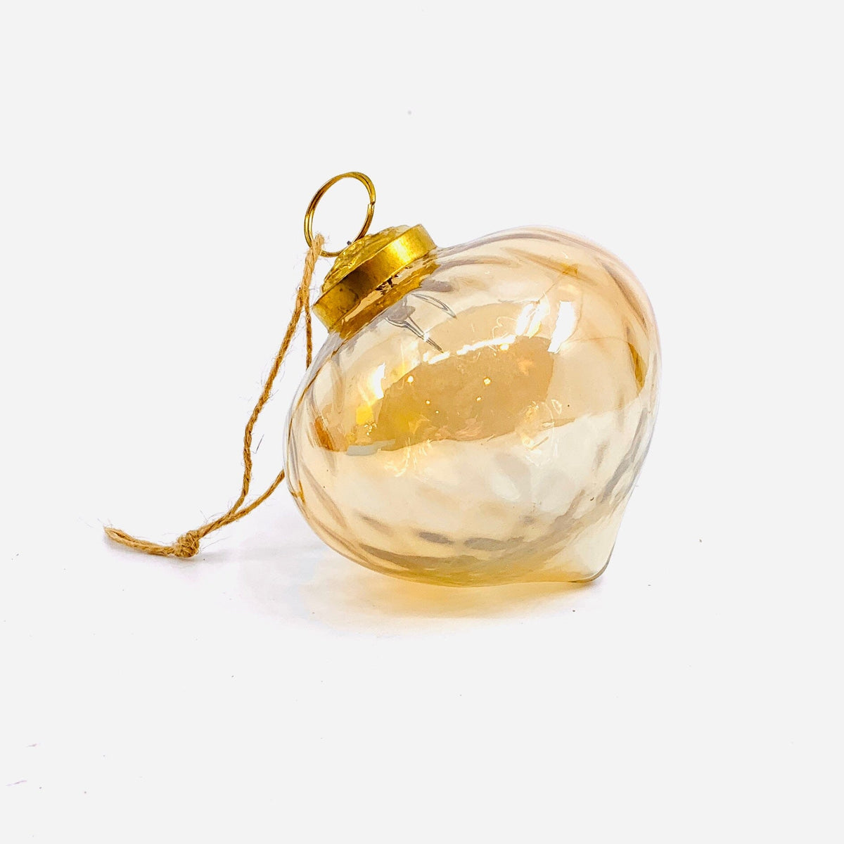 Optic Glass Diamond Ornament 38, Champagne India House Brass 