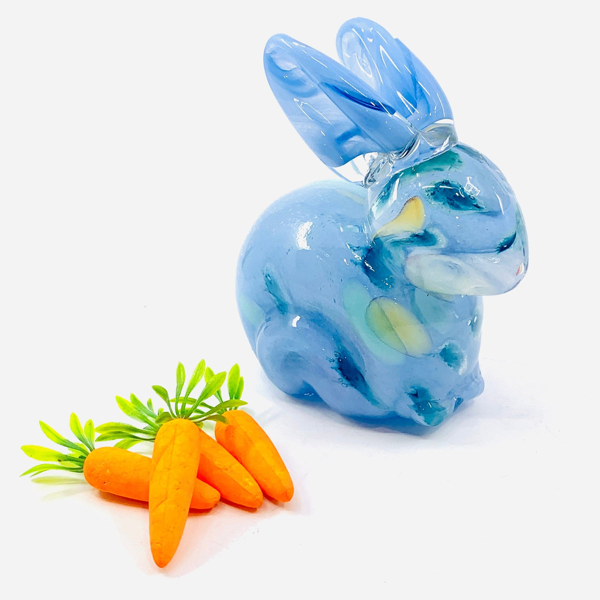 Glass Chubby Bunny, Spotted Blue Diamond Star 