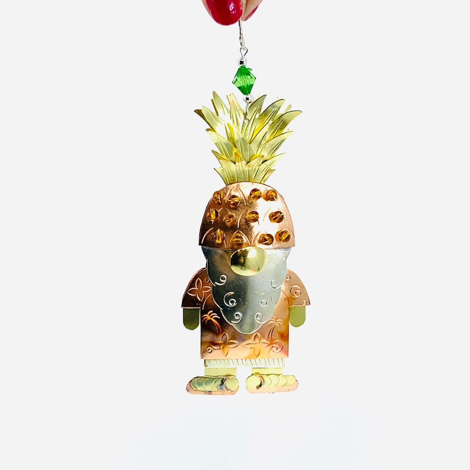 Mixed Metal Ornament, Pineapple Gnome Miniature Pilgrim Imports 