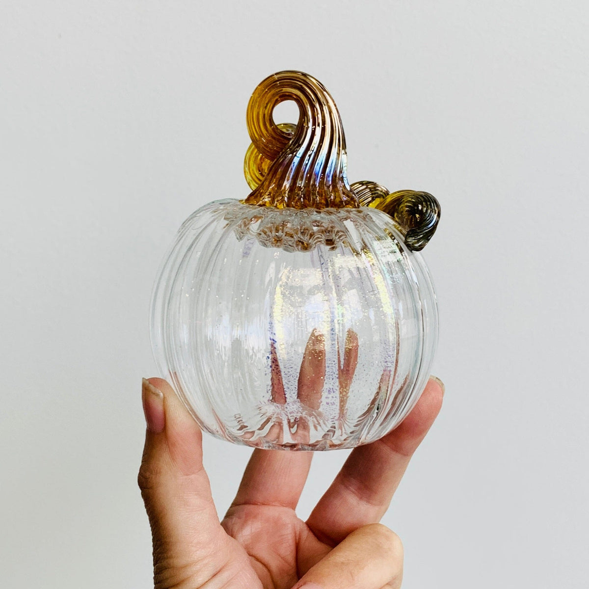 April Birthstone Pumpkin, Diamond Pumpkin Luke Adams Glass Blowing Studio 