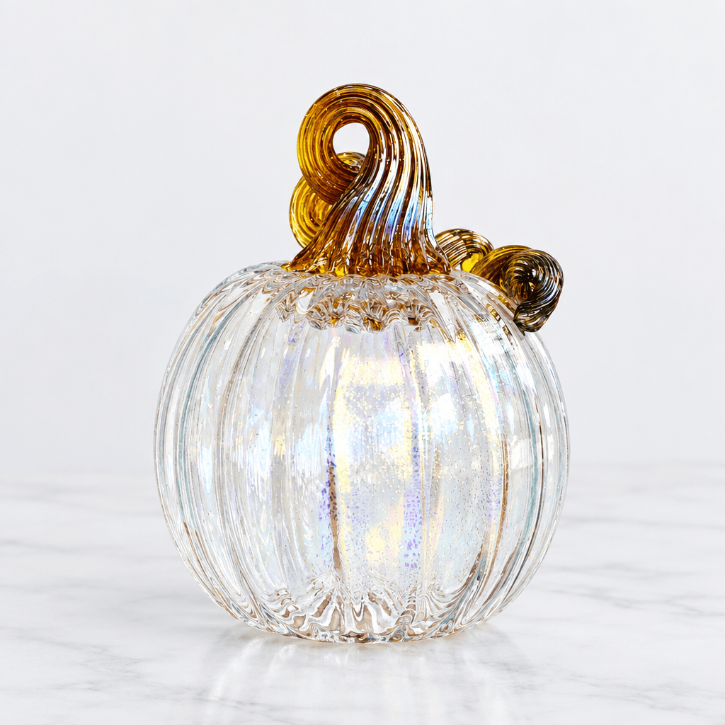 April Birthstone Pumpkin, Diamond Pumpkin Luke Adams Glass Blowing Studio 
