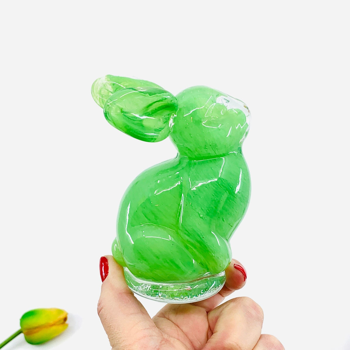 Glass Easter Baby Bunny, Basil Diamond Star 