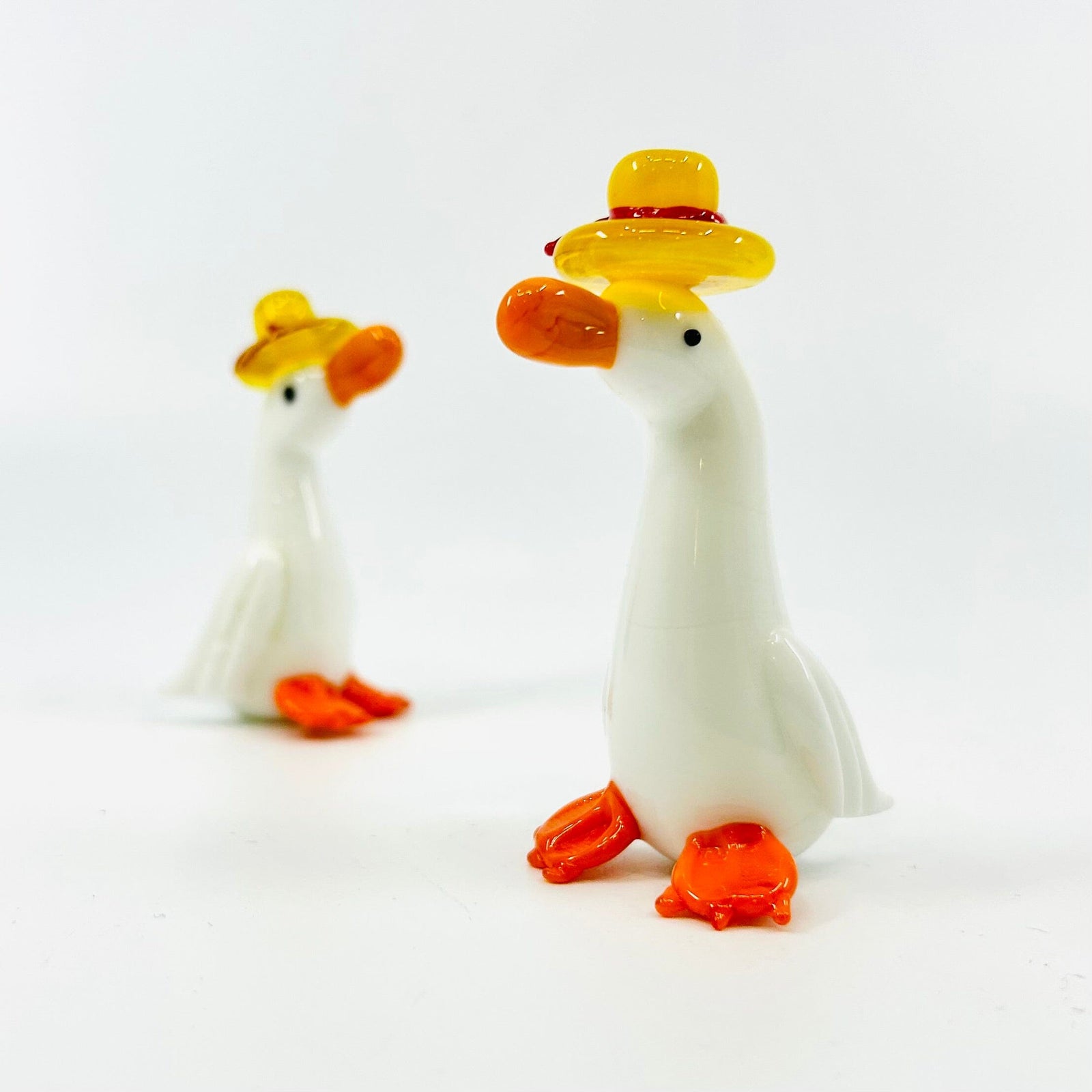 Glass Goose with Sun Hat Miniature Alex 