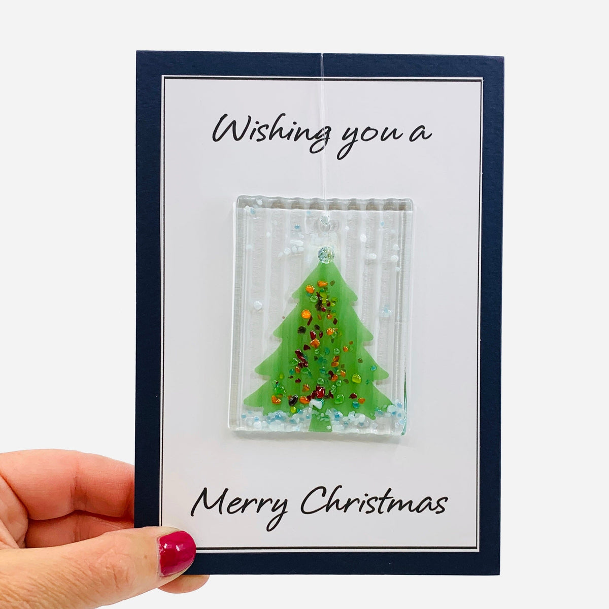 Fused Glass Christmas Tree Suncatcher, 13 Decor Glimmer Glass Gifts 