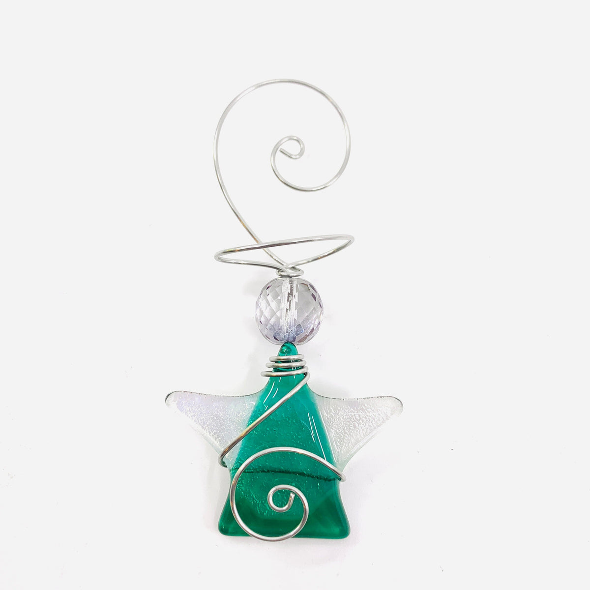 Fused Tiny Angels Ornament Haywire Art Teal 