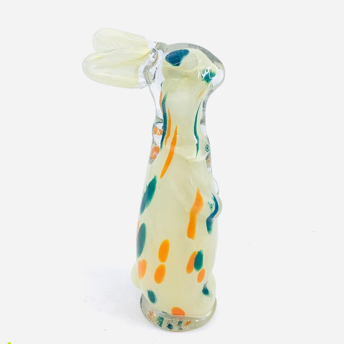 Tall Glass Bunny, Flecked Ivory Diamond Star 
