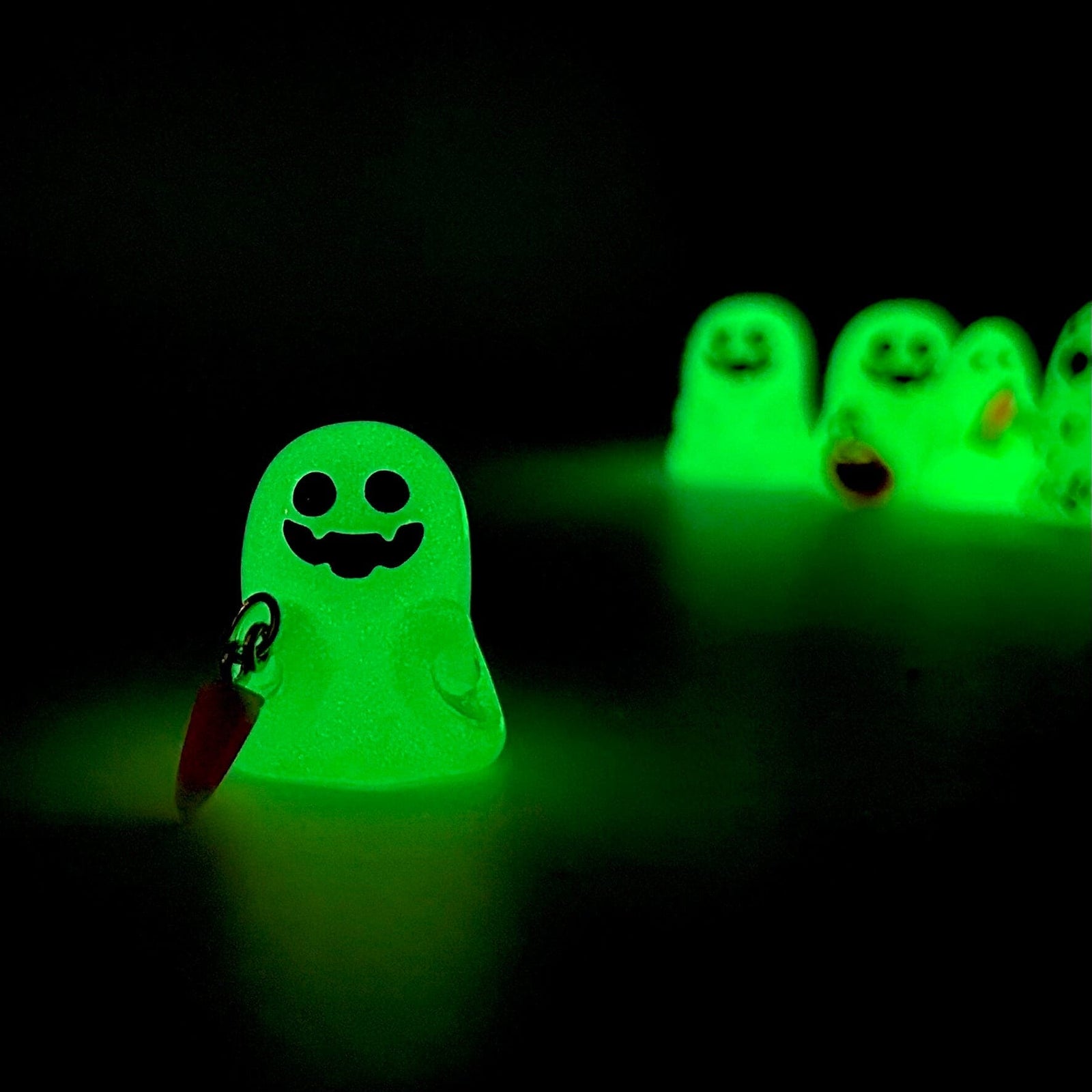 Miniature Glass Glow in The Dark Ghosts, Candy Corn - 