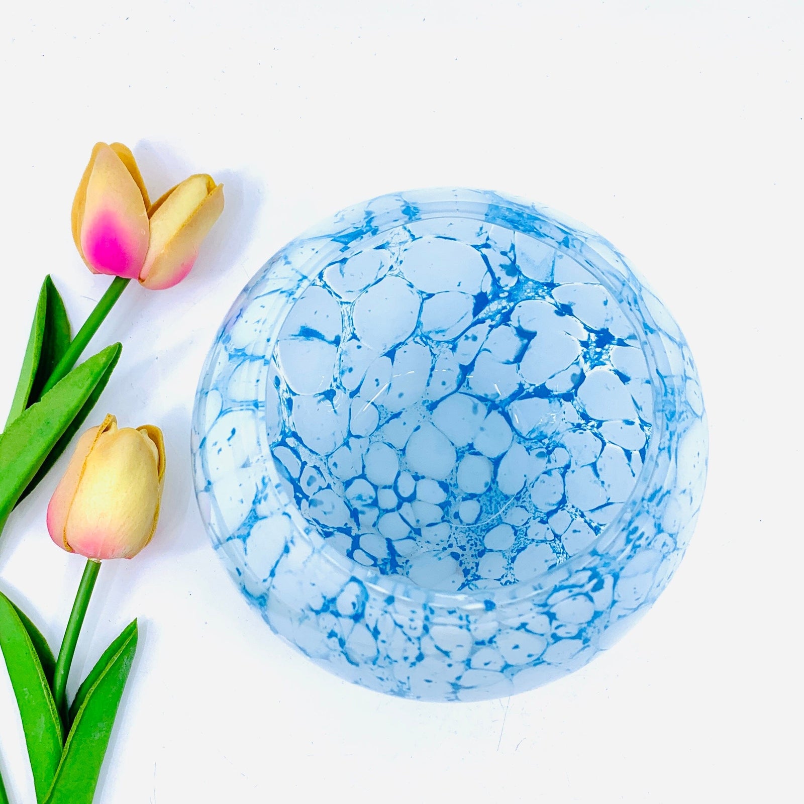 Glass Spring Bowl, Blue Diamond Star 