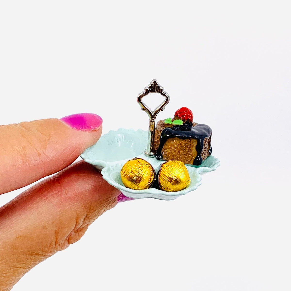 Tiniest 3 Section Serving Dish, Light Blue Miniature - 