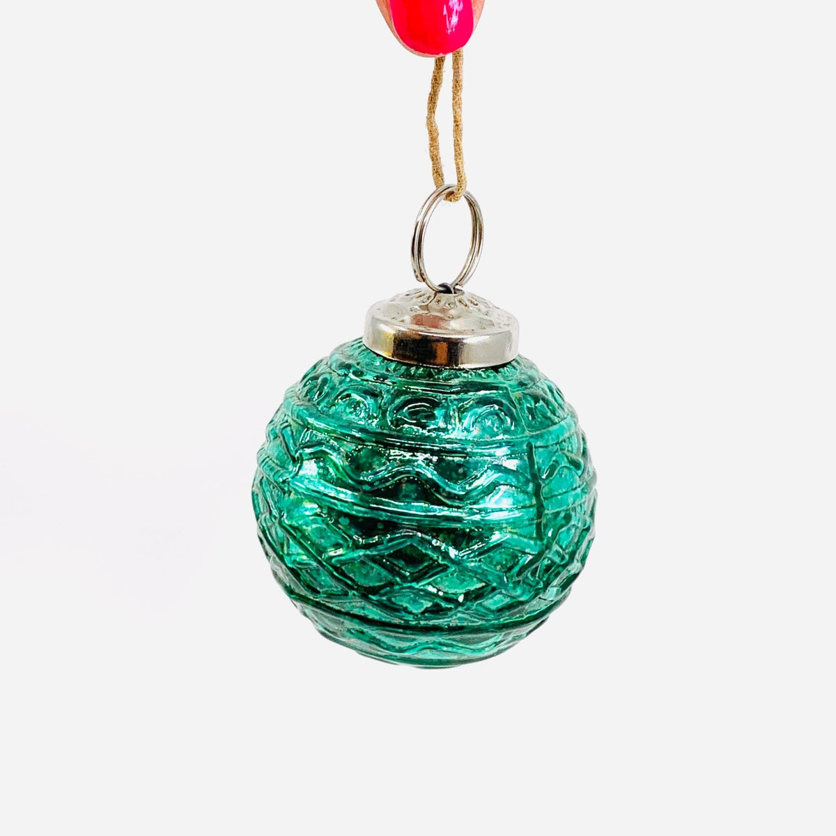 Mercury Glass Embossed Ornament, Peacock India House Brass 