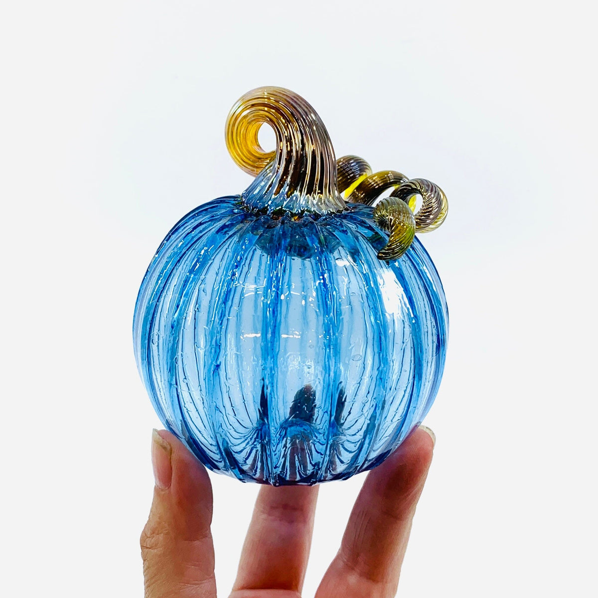 December Birthstone Pumpkin, Tanzanite Pumpkin Luke Adams Glass Blowing Studio 