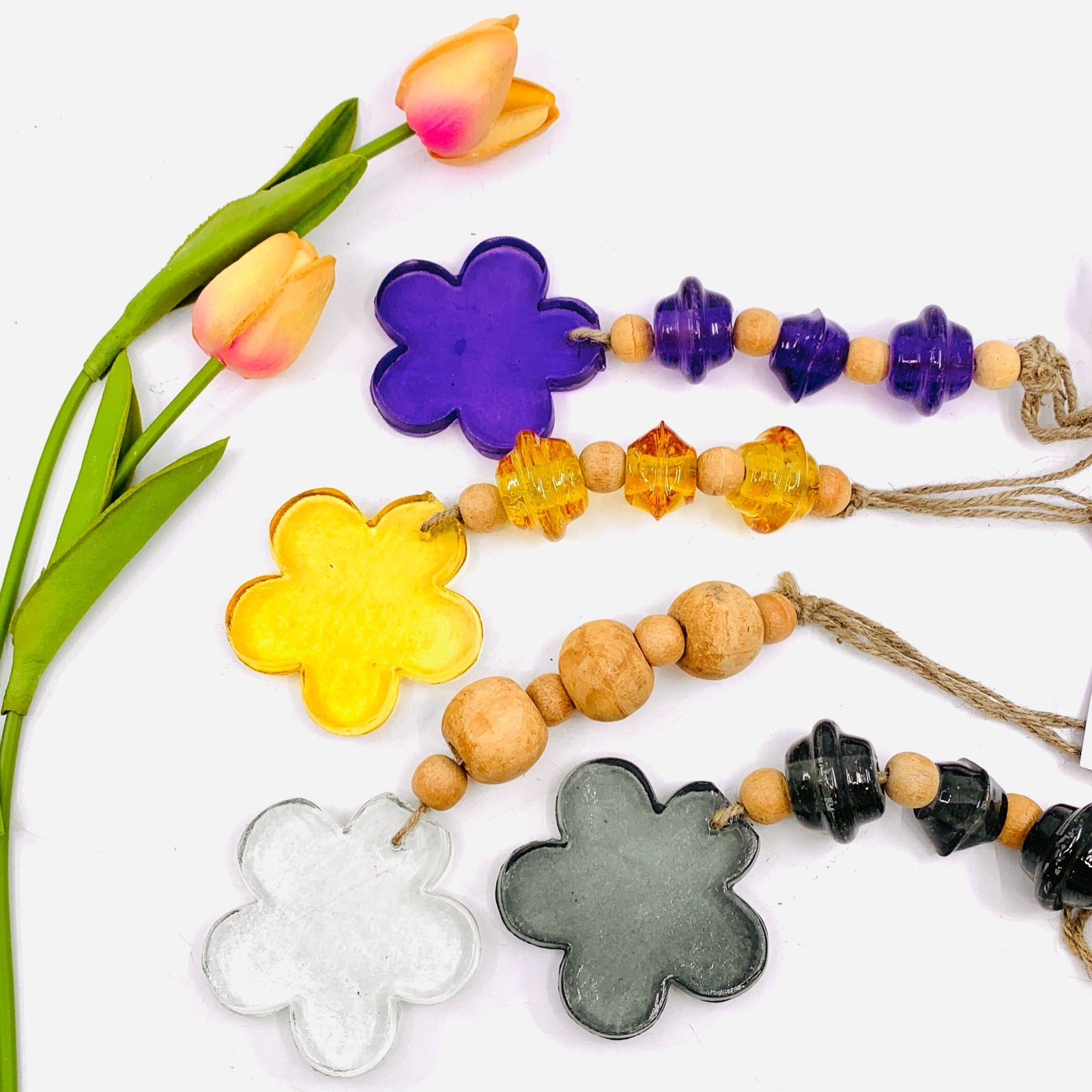 Glass Flower Suncatcher, Clear Oak Street 