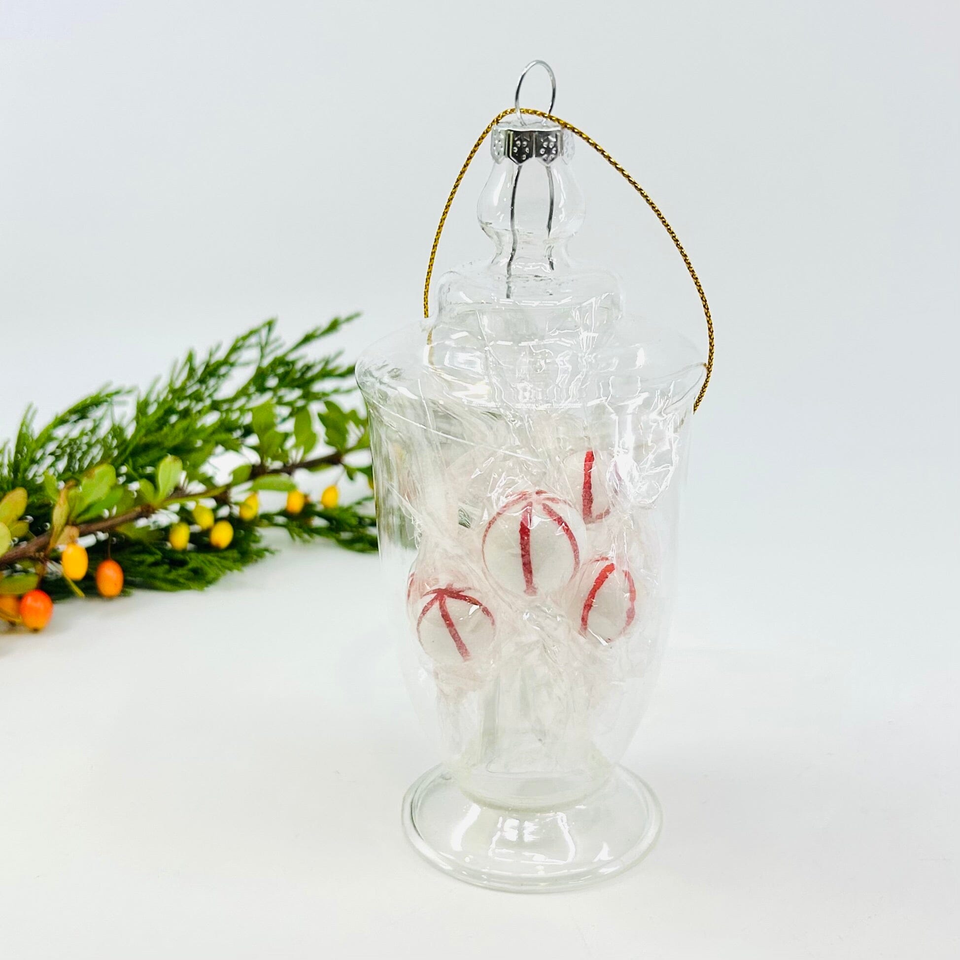 Glass Candy Jar Ornament, Mint Candy Decor Creative Co-op 