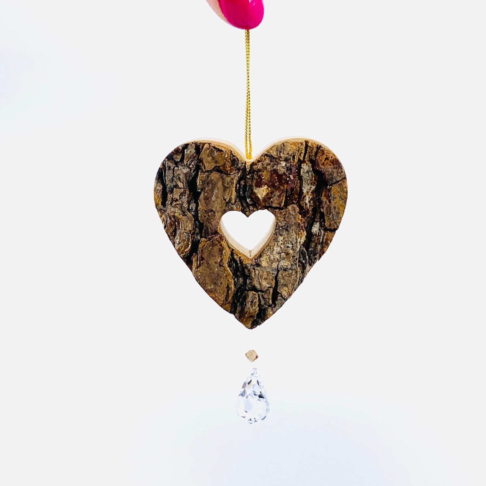 Hand Carved Heart Ornament with Swarovski Crystal 4 Dolfi 