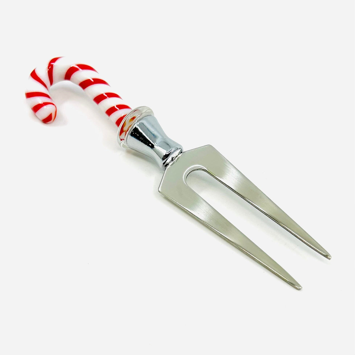 Holiday Glass Cheese Fork, Candy Cane Decor Creative Co-Op 