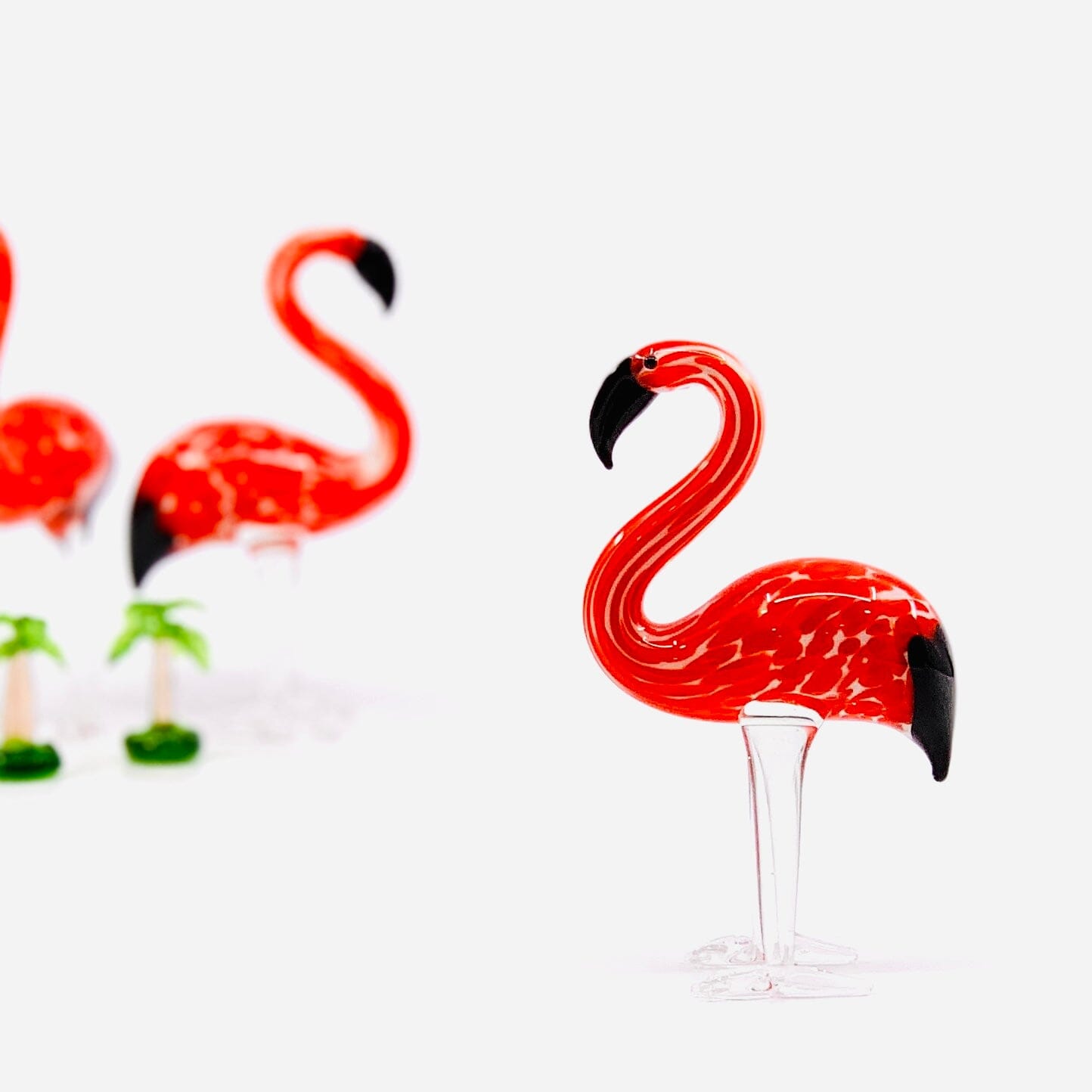 Red Glass Flamingo Miniature - 