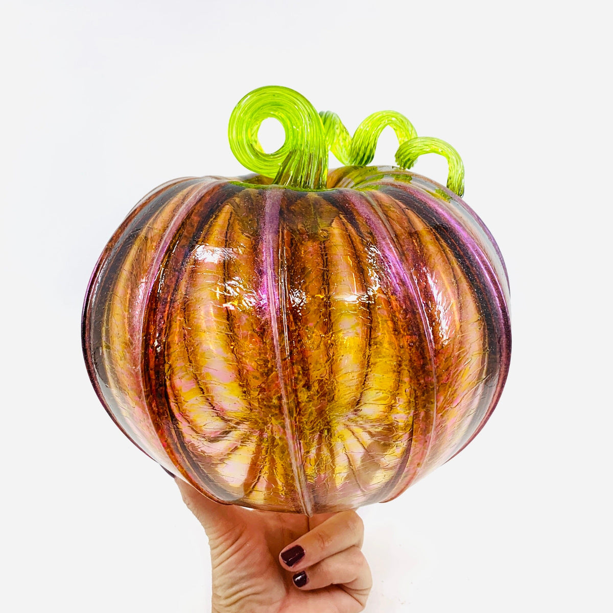 Daily Pumpkin 3869 Fall Shimmer Large Gabby Luke Adams Glass Blowing Studio 