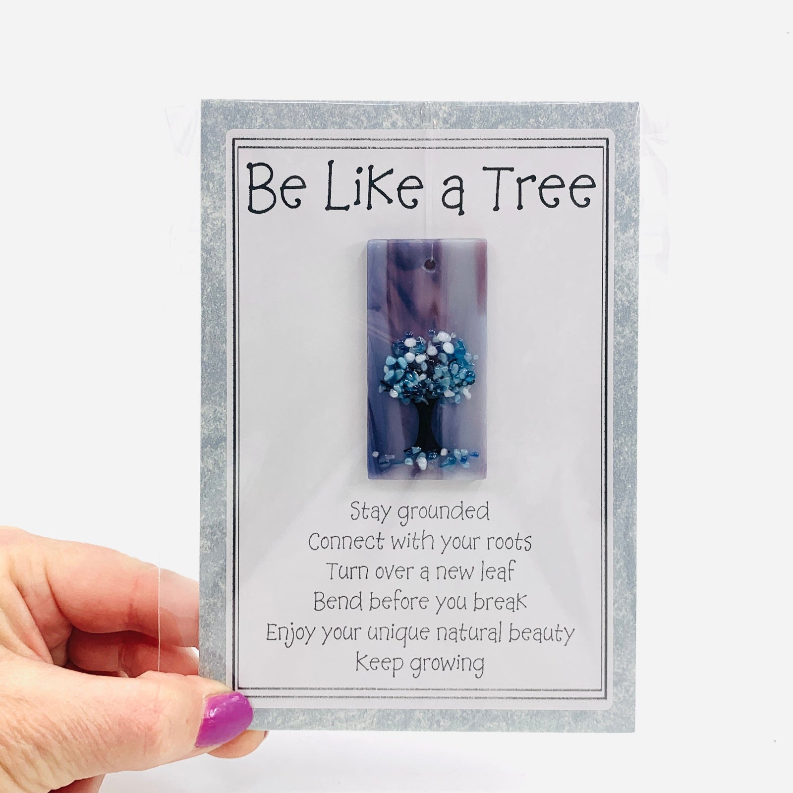 Fused Glass "Be Like a Tree” Suncatcher 28 Decor Glimmer Glass Gifts 