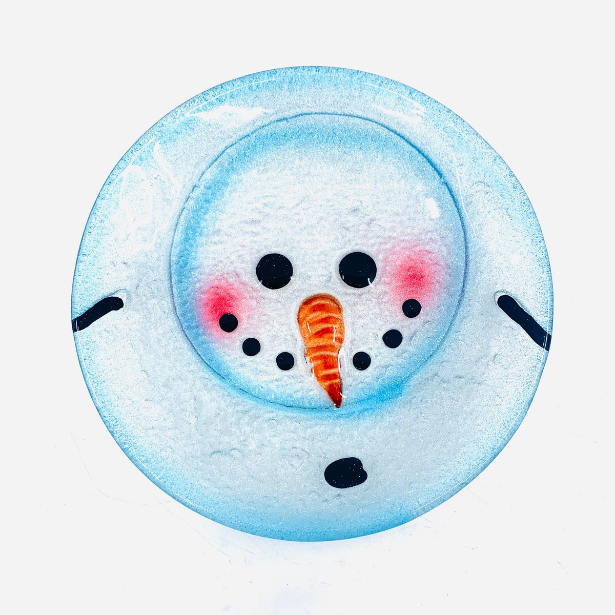Glass Fusion Plate, Sparkle Snowman 48 C&F Enterprises 