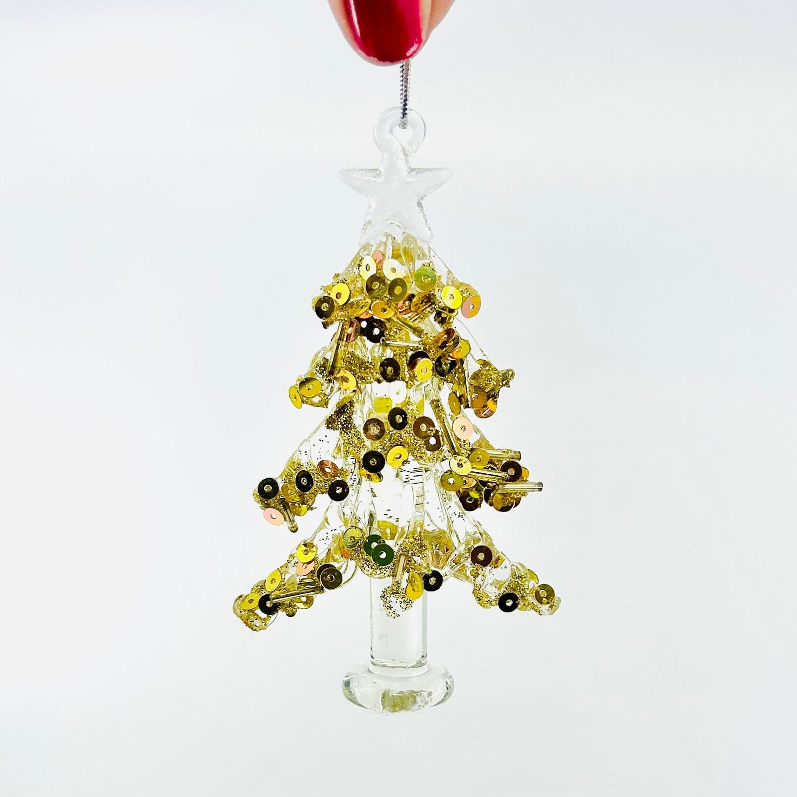 Bedazzled Glass Tree Ornament, Gold Luke Adams Glass Blowing Studio 