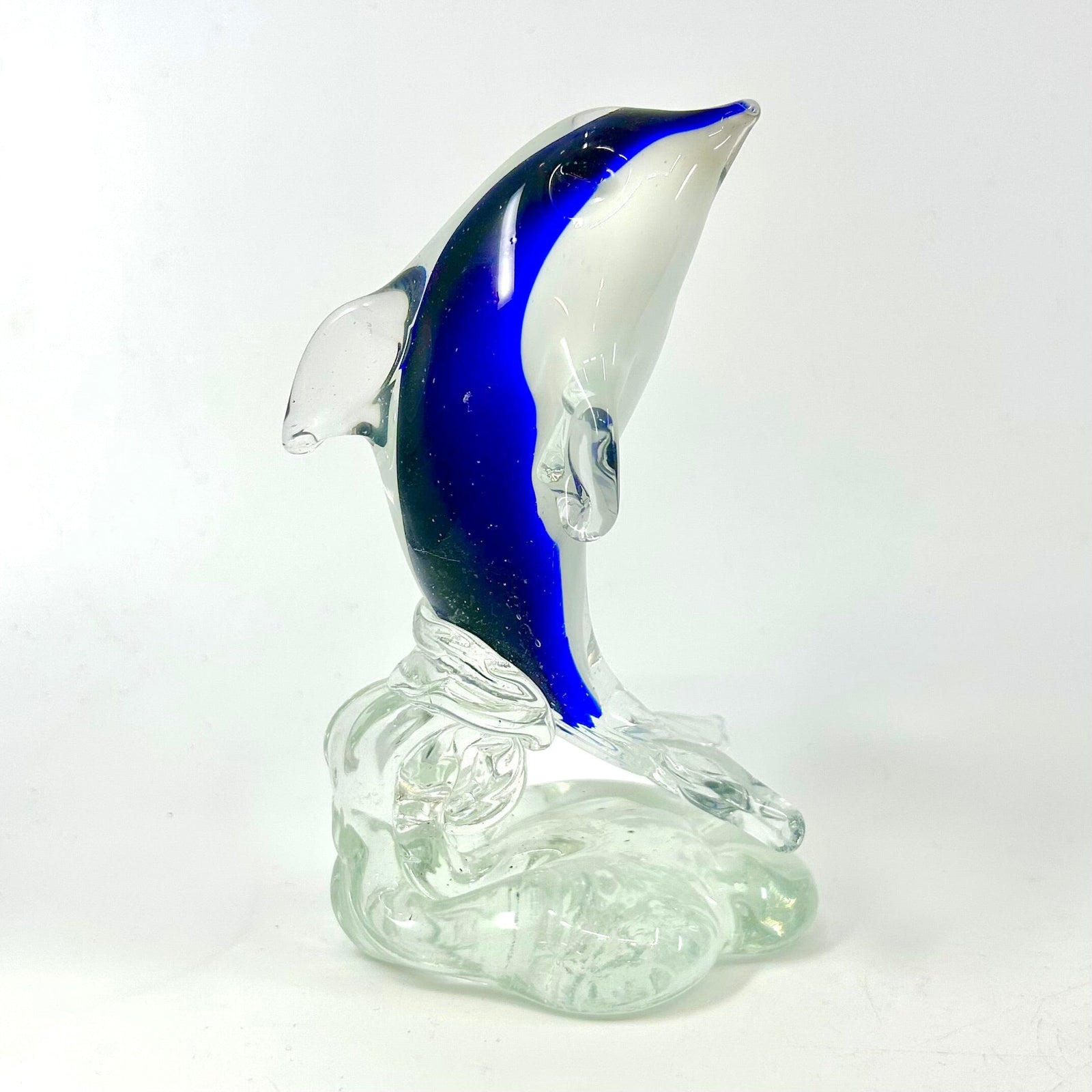 Glass Dolphin on Wave Paperweight Decor Chesapeake Bay 