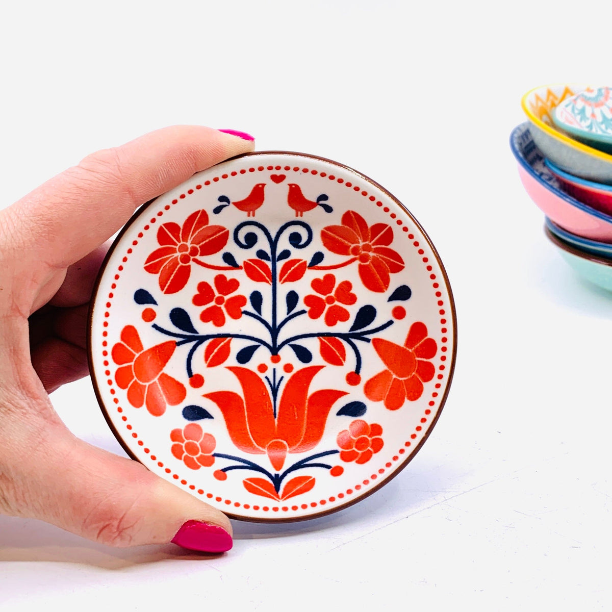 Patterned Porcelain Dipping Bowl 8, Red One Hundred 80 Degrees 