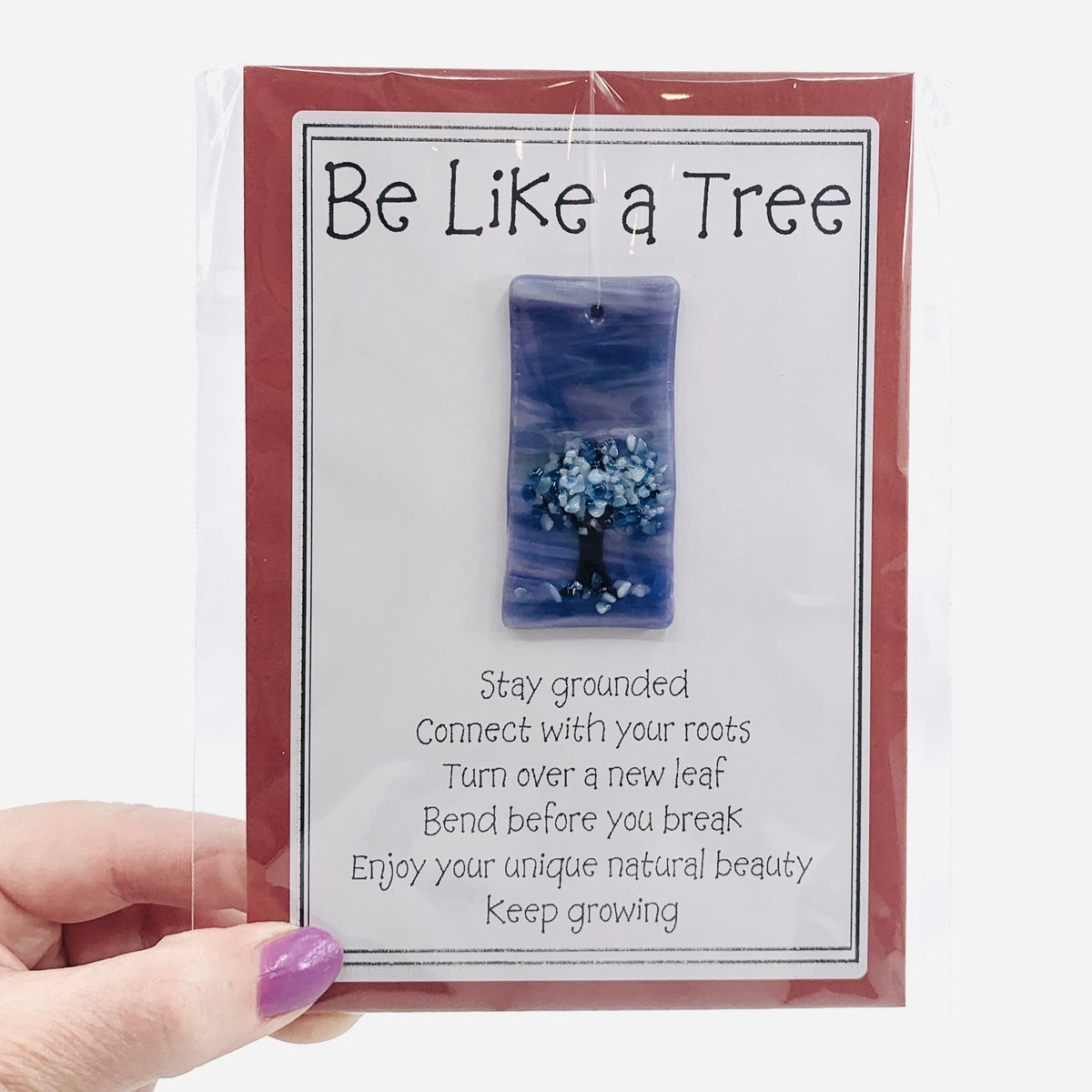 Fused Glass "Be Like a Tree” Suncatcher 36 Decor Glimmer Glass Gifts 
