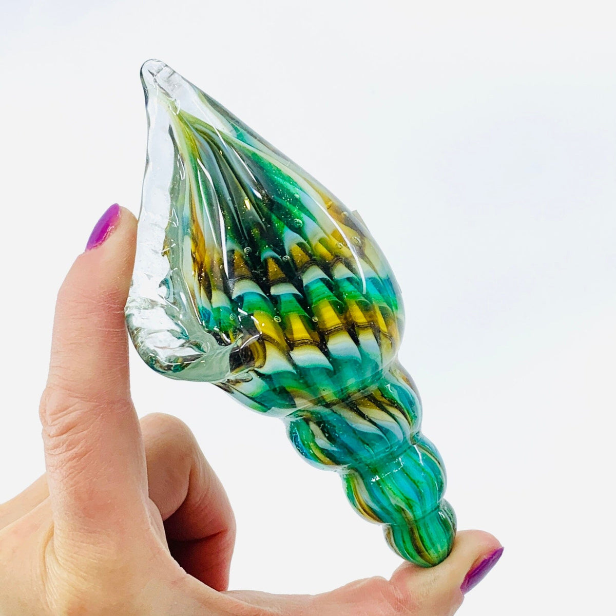 Glass Seashell, Teal Decor Chesapeake Bay 