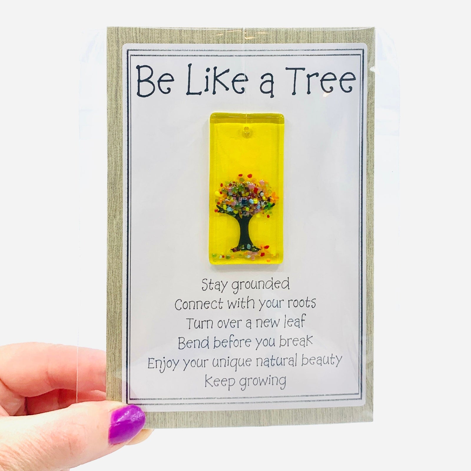 Fused Glass "Be Like a Tree” Suncatcher 40 Decor Glimmer Glass Gifts 