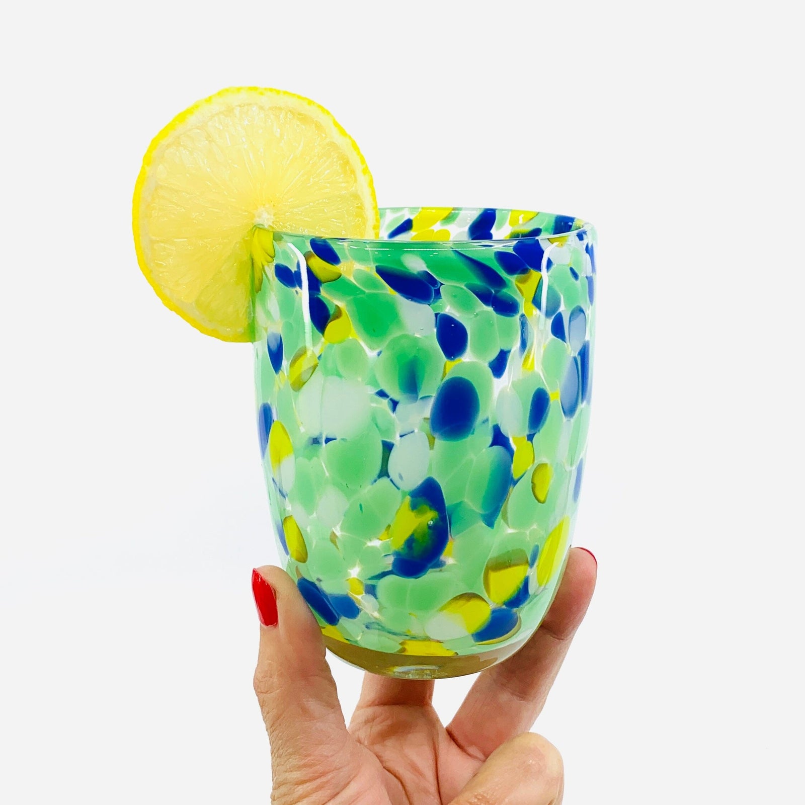 Spotted Glass Tumbler, Green Decor One Hundred 80 Degrees 