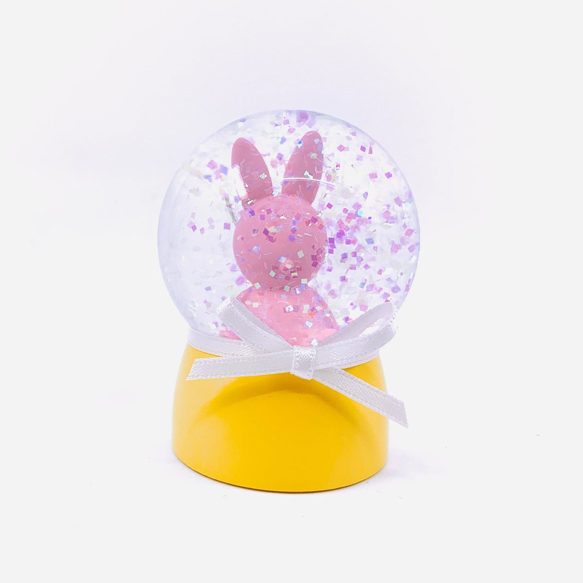 Glass Bunny Snow Globes, Pink One Hundred 80 Degrees 